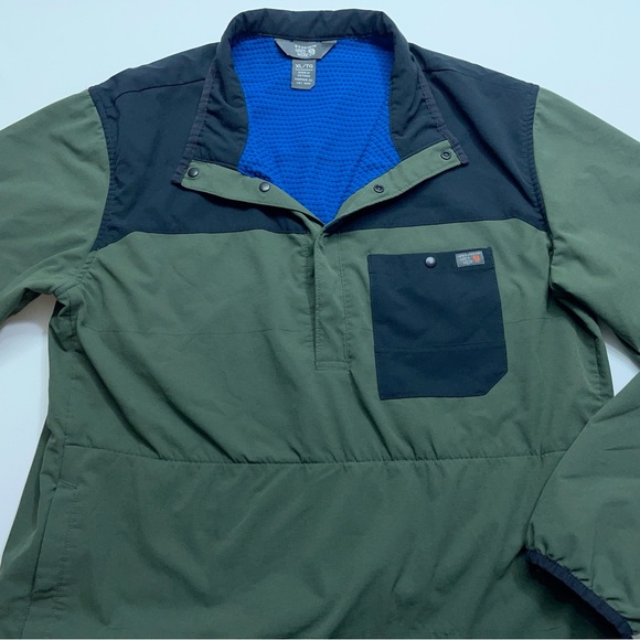 Mountain Hardwear 1/4 Snap Pullover Jacket Mens Size XL Green Black Waffle Lined - Picture 2 of 16